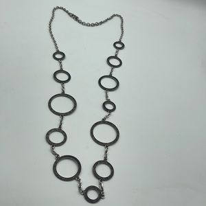 Brighton Townsend Black Silver Long Necklace Rings Chain